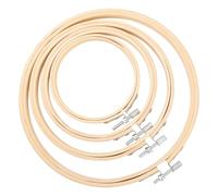 4 uds 4 tamaños redondos de bambú bordado neumático, anillos de bordado de bambú, anillos de círculo de costura ajustables para manualidades artesanales DIY costura
