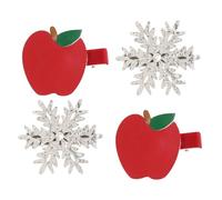 4 Uds. Accesorios Para Cabello Navideños Para Mujer Clip Con Diseño De Fruta Y De Nieve Rojo Conjunto Con Rizador De Navidad Esencial Para Fiesta De Navidad