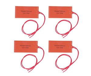 4 Uds Almohadilla Calefactora y Alfombrilla Calefactora de Silicona Flexible 12V 15W Goma de Silicona 50x100mm/2x3,9 Pulgadas