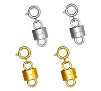 4 Uds Cierres y Cierres Magnéticos para Collar, Cierre Magnético para Pulseras Convertidor de Cierre Magnético para Hacer Joyas, Pulseras de Bricolaje, Tobilleras (Oro, Plata)