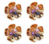 4 Uds Clip decorativo para gemelos de camisa, diamantes de imitación, perlas, Clips de botones de flores para camisa, vestido, uniforme, abrigo, adornos, fundas informales