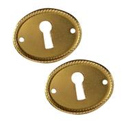 4 Uds. Cubierta de cerradura dorada/bronce antiguo, accesorios 35x27mm, placa llave ovalada, decoración inserción, placas cajón puerta Vintage Para Armarios(Gold)