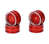 4 Uds. Cubo de llantas con patrón de malla de aluminio para coche Axial SCX24 AXI90081 AXI00001 1/24 RC (Roja)