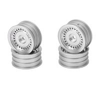 4 Uds. Cubo de rueda de coche RC de aleación de aluminio de 24 orificios para coche Axial SCX24 AXI90081 AXI00001 1/24 RC (Plata)