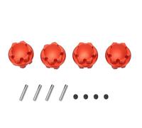 4 Uds cubo hexagonal de rueda RC aleación de aluminio 17mm tuerca de cubo RC adaptador de cubo hexagonal con pasadores para piezas de mejora de coche RC (Roja)