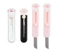 4 uds cuchillo utilitario retráctil portátil cuchillo utilitario para arte de pata de gato, cuchillo de papelería, artesanía cortadora de papel, minicuchillo de corte(M002)