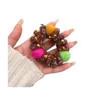 4 Uds. De bandas de goma elásticas for el cabello for mujer, alambre teléfono colorido, lazos for en espiral, anillos, bola felpa, accesorios for para coletas para mujeres y niñas(Brown)