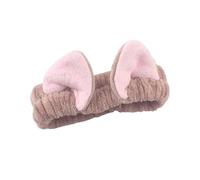 4 Uds. Diademas con orejas de gato bonitas for mujeres y niñas, diademas Spa, banda for la cabeza maquillaje lana Coral, diadema para Belleza Lavado de Cara Bañarse(Brown)