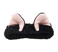 4 Uds. Diademas con orejas de gato bonitas for mujeres y niñas, diademas Spa, banda for la cabeza maquillaje lana Coral, diadema para Belleza Lavado de Cara Bañarse(Black)