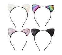 4 Uds Diademas De Lentejuelas Lindas Diademas Con Orejas De Gato Decoración Para Cosplay Vestido De Fiesta Accesorios Para El Cabello Accesorios De Ropa