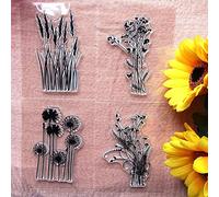 4 Uds diente de león flores de lavanda hojas sellos transparentes sello de goma foto de libro de recuerdos álbum fabricación de tarjetas decorativas