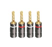 4 Uds DIY altavoz conectores con clavija de plátano 4MM cobre chapado en oro OFC GD Hifi Amp adaptador terminales Banana ESSEIEIE(Sawtooth Type)