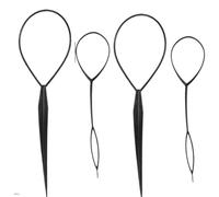 4 Uds esponja Herramienta de Peinado bucle plástico rizador Scrunchie diadema Twist Donut moño diademas(Black2)