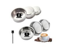 4 uds Filtro Cafetera Cecotec Acero Inoxidable Presurizado 51mm 1 y 2 Tazas Compatible con Cecotec Ufesa Delonghi Breville Repuesto Cafetera Cecotec Power Espresso 20 Filtros Cecotec