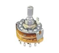 4 Uds interruptor giratorio de Metal 20MM 1 polo 12 posiciones M9X0.75 18 dientes eje moleteado con terminales de soldadura 1P12T/2P6T/3P4T/4P3T(2 Pole 6 Position)
