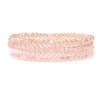 4 Uds./juego De Pulseras Hechas A Mano Para Mujer, Pulsera Multicapa De Piedra Natural, Mini Pulseras De Cuentas De Cubo De Color Dorado,9. Cristal Rosa,19cm