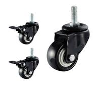 4 uds/kit ruedas for muebles 1,5/2 pulgadas M8/M10 ruedas giratorias con vástago roscado sin/con frenos mesa de centro resistente carrito de basura(4 Activity,2 inch)