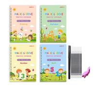 4 Uds Libro mágico de práctica de escritura a mano, dibujo artístico, operaciones matemáticas, libro de trabajo de escritura de números y letras para niños, cuaderno de escritura en inglés