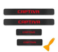 4 Uds Protector De Alféizar De Puerta De Coche De Fibra De Carbono para Ch-evrolet Captiva Tiras De Pedal De Bienvenida Placas De Retroceso Accesorios De Estilo con Raspador De Película (Rojo)