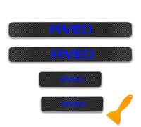4 Uds Protector De Alféizar De Puerta De Coche De Fibra De Carbono para Chev-rolet Aveo Tiras De Pedal De Bienvenida Placas De Retroceso Accesorios De Estilo con Raspador De Película (Azul)