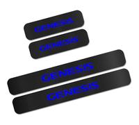 4 Uds Protector De Desgaste del Umbral De La Puerta del Coche, Tira Adhesiva De Fibra De Carbono para Hyundai, Tiras Protectoras De Umbral Antiarañazos, Accesorios De Protectores (Génesis Azul)