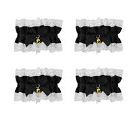 4 Uds. Pulsera con dijes de Lazos de Encaje a Decorada con Adornos de Campanas, Pulsera de Encaje, Conjunto de Regalo de joyería, Pulsera de Encaje Elegante con Campanas