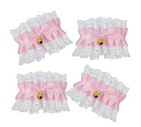 4 Uds. Pulsera con dijes de Lazos de Encaje a Decorada con Adornos de Campanas, Pulsera de Encaje, Conjunto de Regalo de joyería, Pulsera de Encaje Elegante con Campanas