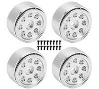 4 Uds RC cubo de rueda aleación de aluminio resistente al desgaste accesorio de coches remotos para modelo de simulación Axial 1/24 (Plata)