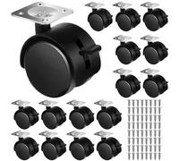 4 Uds. Ruedas giratorias for muebles, placa de mesa con freno, rueda giratoria de 1,5/2 pulgadas, carrito de repuesto, rodillo for estante DIY, color negro(4PCS Brakes,2 inch)