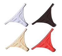 FRESQA 4 Uds. Tangas Sexis de algodón para Mujer, Ropa Interior Femenina sin Costuras de Cintura Baja, Ropa Interior cómoda para Mujer, lencería