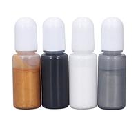 4 Uds. Tinte de Pigmento de Color de Resina Epoxi Tinte de Resina Epoxi UV Tinte de Resina Altamente Concentrado para Arte, Pintura, Fabricación de Joyas(Set 9 Blanco, Gris Plata, Oro, Negro)