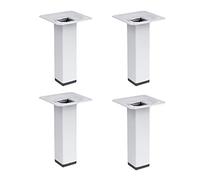 4 un. Pata pie cuadrada para Mueble en acero 25x25mm altura 100mm pintura blanca con Tapón contera