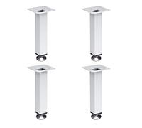4 un. Pata pie cuadrada para Mueble en acero 25x25mm altura 150mm pintura blanca con regulador Nivelador de 15-25mm