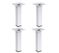 4 un. Pata pie cuadrada para Mueble en acero 25x25mm altura 150mm pintura blanca con Tapón contera