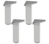 4 un. Pata pie cuadrada para Mueble en aluminio 40x40mm altura 150mm aluminio mate con regulador Nivelador