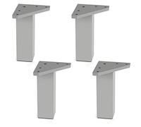 4 un. Pata pie cuadrada para Mueble en resina plastica abs ANTICORROSION 40x40mm altura 120mm aluminio mate con Tapón contera