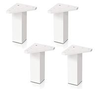 4 un. Pata pie cuadrada para Mueble en resina plastica abs ANTICORROSION 40x40mm altura 120mm blanco con Tapón contera