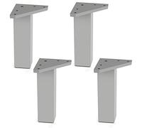 4 un. Pata pie cuadrada para Mueble en resina plastica abs ANTICORROSION 40x40mm altura 150mm aluminio mate con Tapón contera