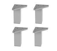 4 un. Pata pie cuadrada para Mueble en resina plastica abs ANTICORROSION 40x40mm altura 80mm aluminio mate con Tapón contera