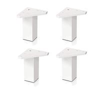 4 un. Pata pie cuadrada para Mueble en resina plastica abs ANTICORROSION 40x40mm altura 80mm blanco con Tapón contera