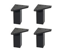 4 un. Pata pie cuadrada para Mueble en resina plastica abs ANTICORROSION 40x40mm altura 80mm negro con Tapón contera