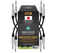 4 unidades - 1 pie - Cable de conexión TRS equilibrado hecho a medida por WORLDS BEST CABLES - utilizando cable Mogami 2549 (negro) y conectores estéreo Neutrik NP3X TRS Neutrik