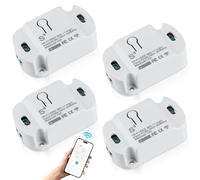 4 unidades 10 A WiFi interruptor de luz módulo: Tuya Smart Life Wireless WiFi Switch, asistente DIY empotrado, funciona con relé inalámbrico con Alexa, Google