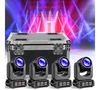 4 unidades 150W cabeza móvil LED luces para iluminación de escenario y Caja de transporte Fly case, luces de fiesta activadas por sonido para bodas, iglesias y eventos en vivo