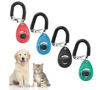 4 Unidades Clicker para Adiestramiento Perro,Clicker para Perros, con Correa de Mano, botón Grande, para la Muñeca para Perro Gato Caballo-4 Colores