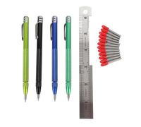 4 unidades de bolígrafos magnéticos para trazar con regla, herramienta de marcado con punta de carburo de tungsteno para cerámica, vidrio, mármol, piedra y metal; incluye 12 puntas