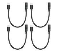 4 unidades de cable de alimentación corto CC 5,5 mm x 2,1 mm a USB C de 6 pulgadas, DC 5521 hembra a USB tipo C macho, para lámpara