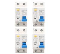 4 unidades de disyuntores Fi, AC 230 V, 30 mA, 1P+N, interruptor de circuito unipolar, protección contra fugas, protección contra sobrecarga, interruptor FI/LS (16, amperios)