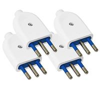 4 unidades de enchufe eléctrico, enchufe 2P + T 250 V, enchufe italiano plano (enchufe pequeño 10 A, blanco)