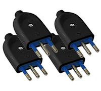 4 unidades de enchufe eléctrico, enchufe 2P + T 250 V, enchufe italiano plano (enchufe pequeño 10 A, negro)